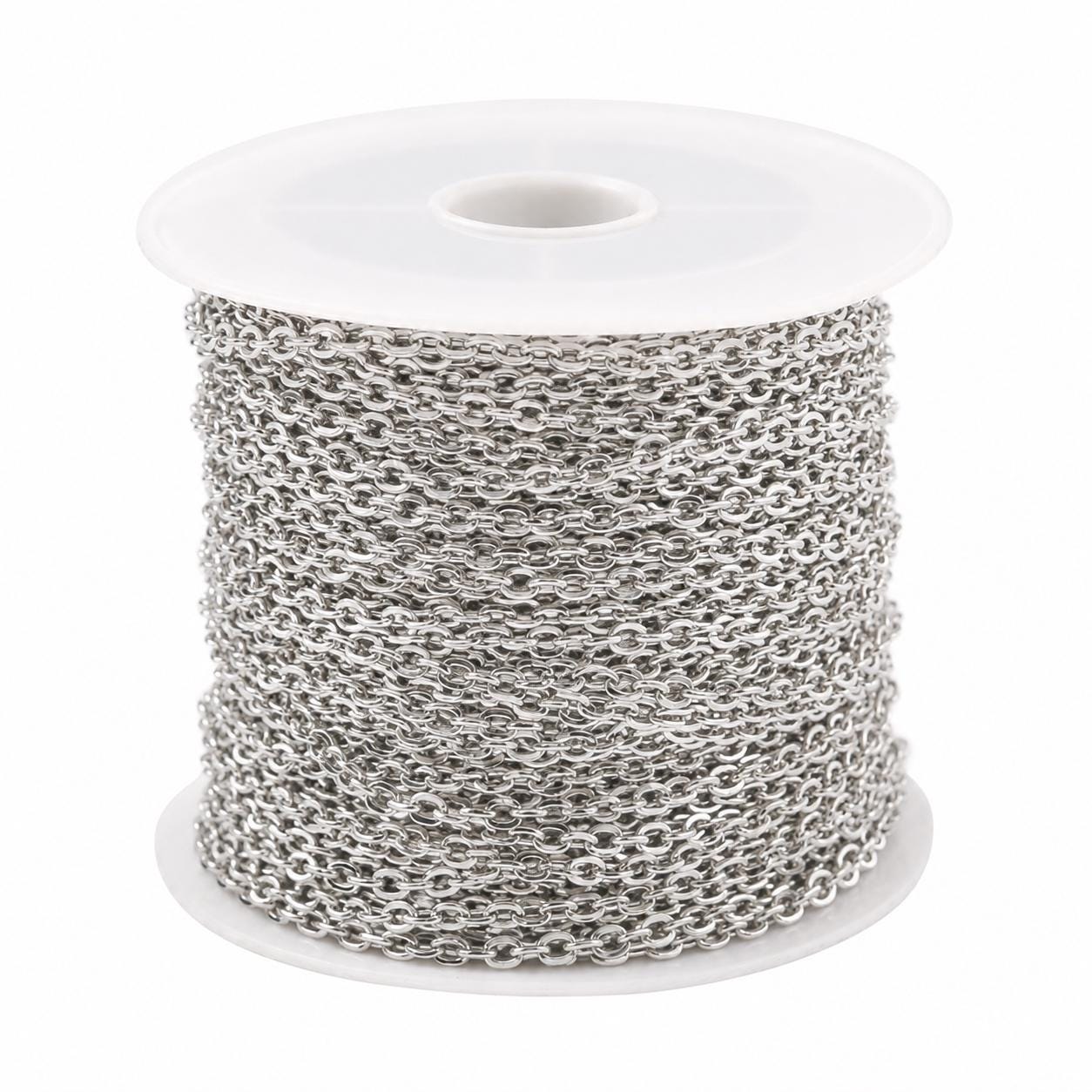 32 Feet - Flat Link Stainless Steel Minimalist Oval Twist Chain