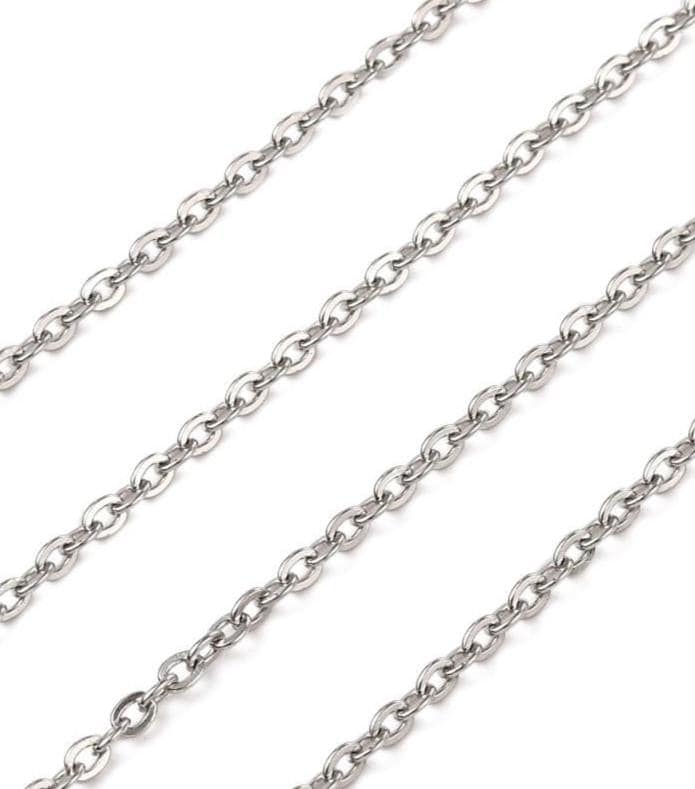 32 Feet - Flat Link Stainless Steel Minimalist Oval Twist Chain