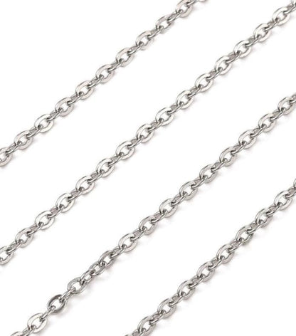 32 Feet - Flat Link Stainless Steel Minimalist Oval Twist Chain