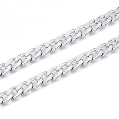 10x7mm Curb Chain, Stainless Steel