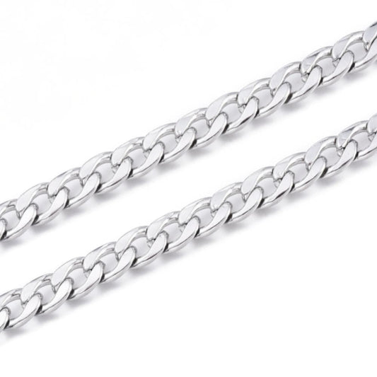 10x7mm Curb Chain, Stainless Steel