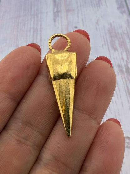 Boho Spike Charm, Antiqued 18k Gold Plated - AG064