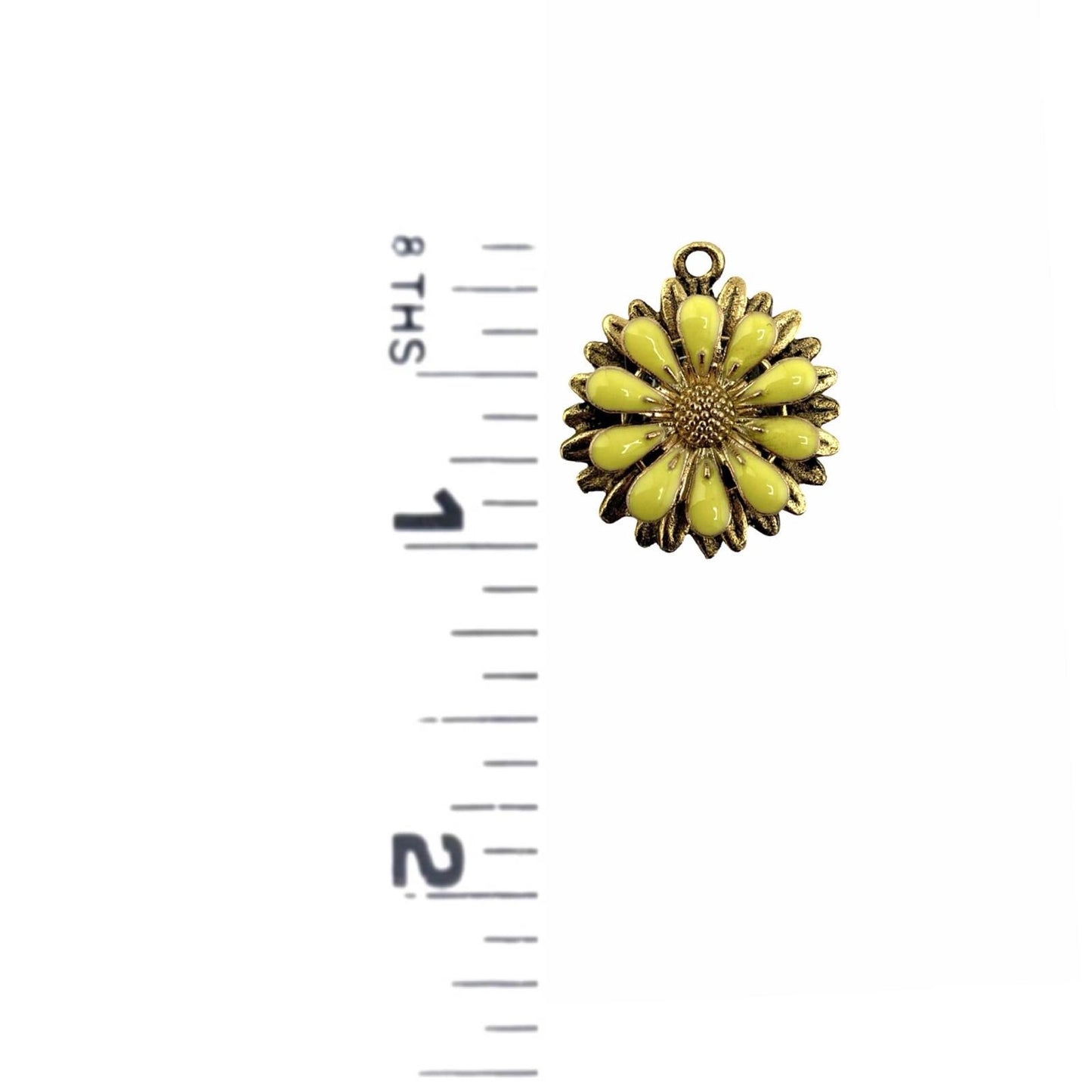 Butter Yellow 3D Enamel Flower Charm, Antiqued 18K Gold - AG794