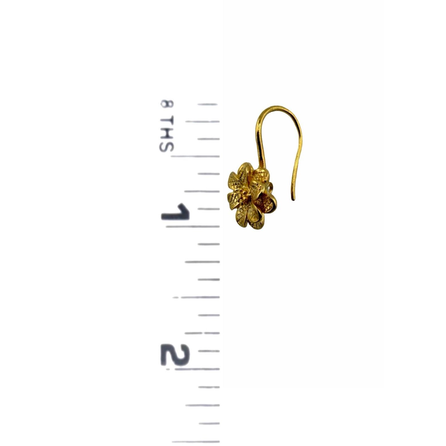 1 Pair Flower Earring Wires, Satin Gold Plated - ST787
