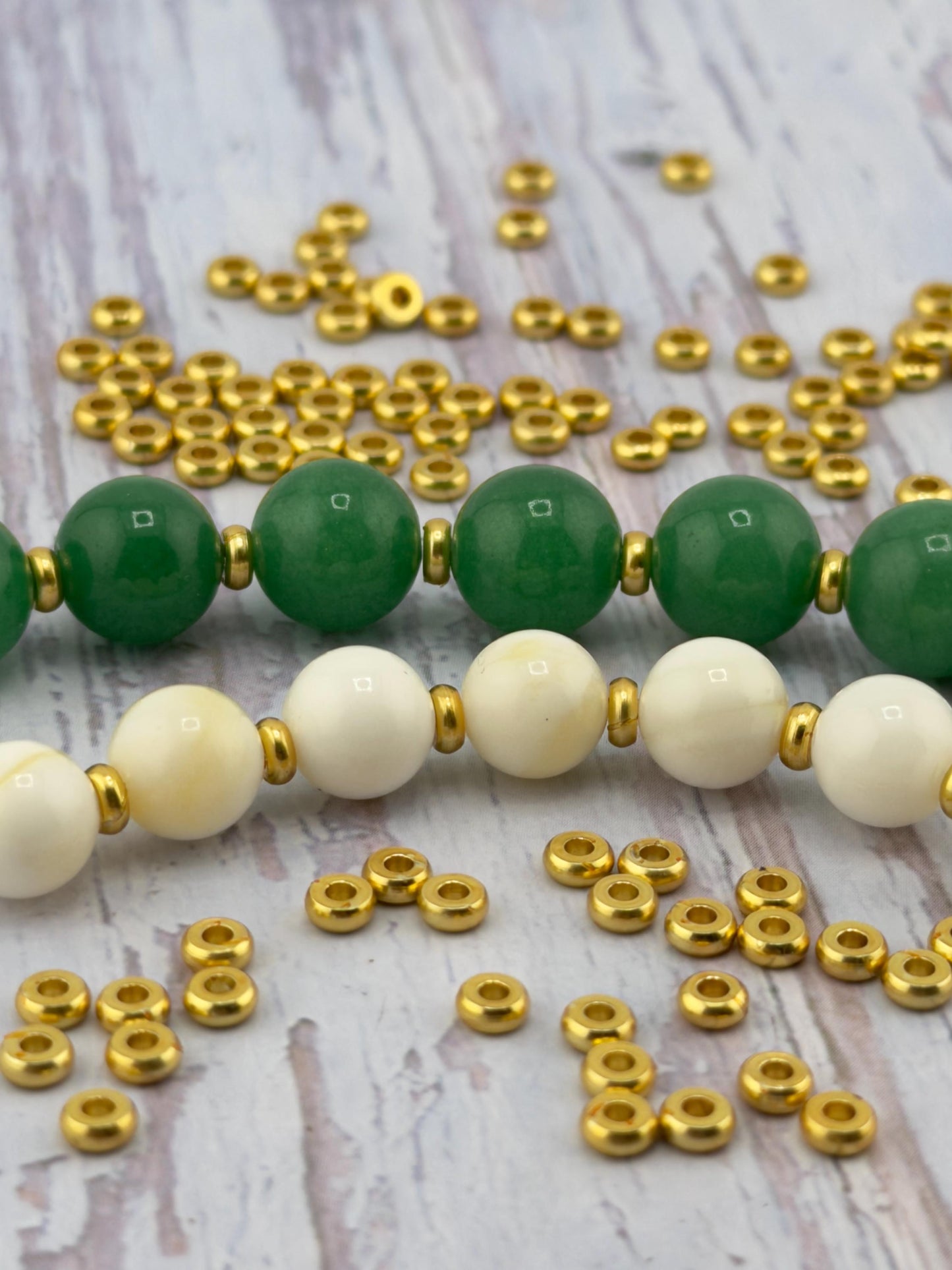 50 pcs - Tiny Metal Cylinder Beads, Satin 18k Gold Plated - ST788