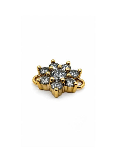 Tiny CZ Flower Charm Connector, Antiqued Gold Plated - AG789