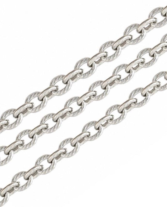 Chunky Textured Cable Chain, Stainless Steel