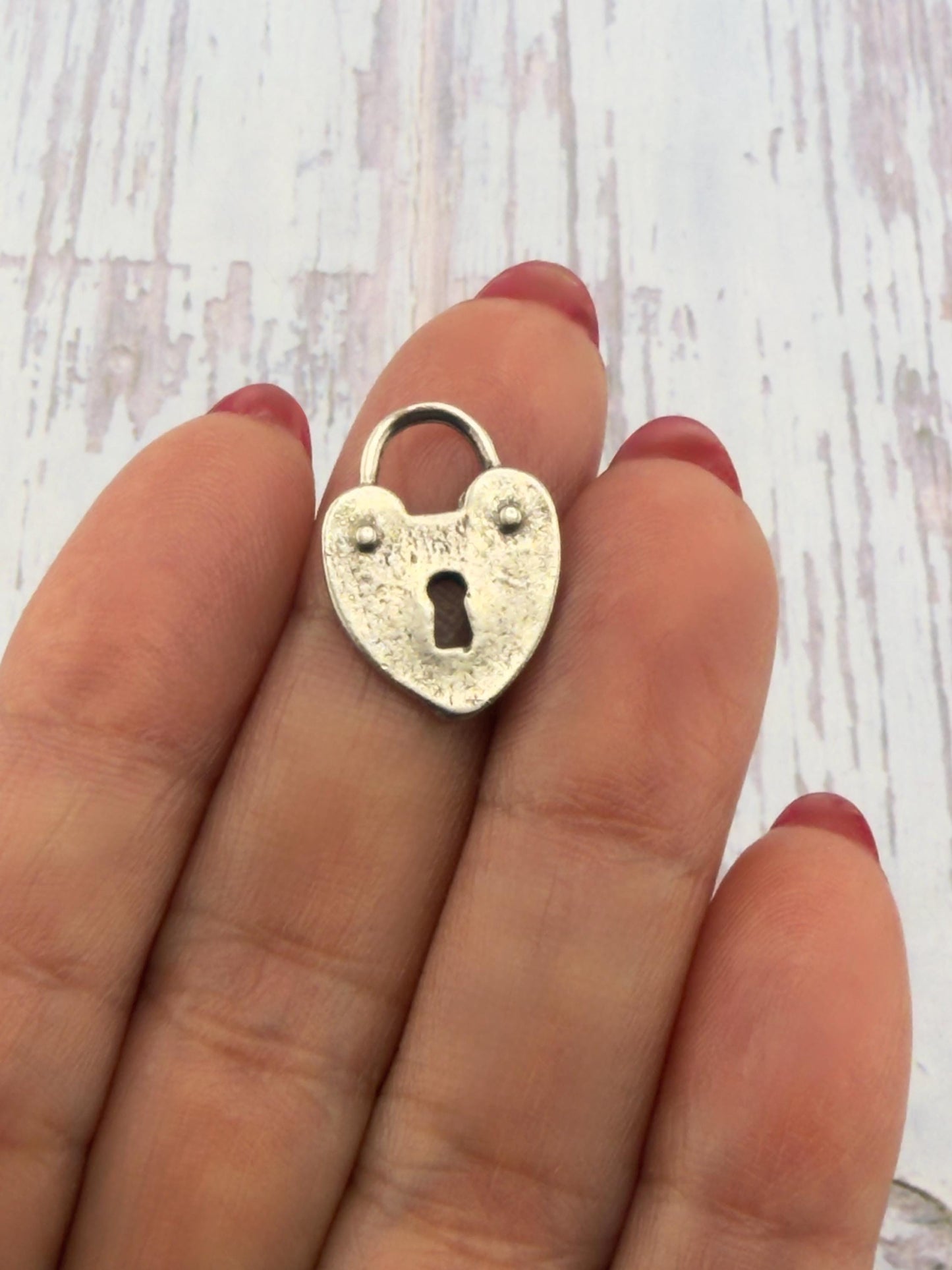 Small Heart Padlock Charm, Antiqued Pewter - PT465