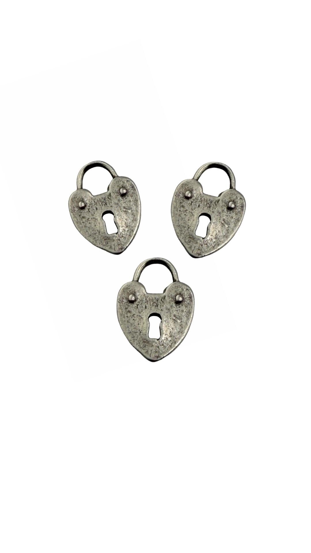 Small Heart Padlock Charm, Antiqued Pewter - PT465