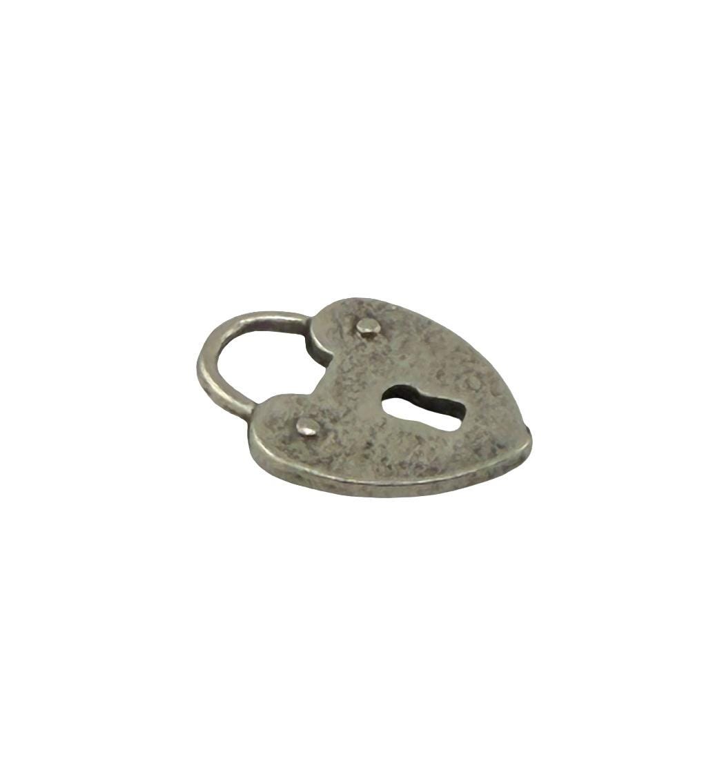 Small Heart Padlock Charm, Antiqued Pewter - PT465