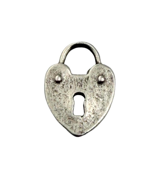 Small Heart Padlock Charm, Antiqued Pewter - PT465