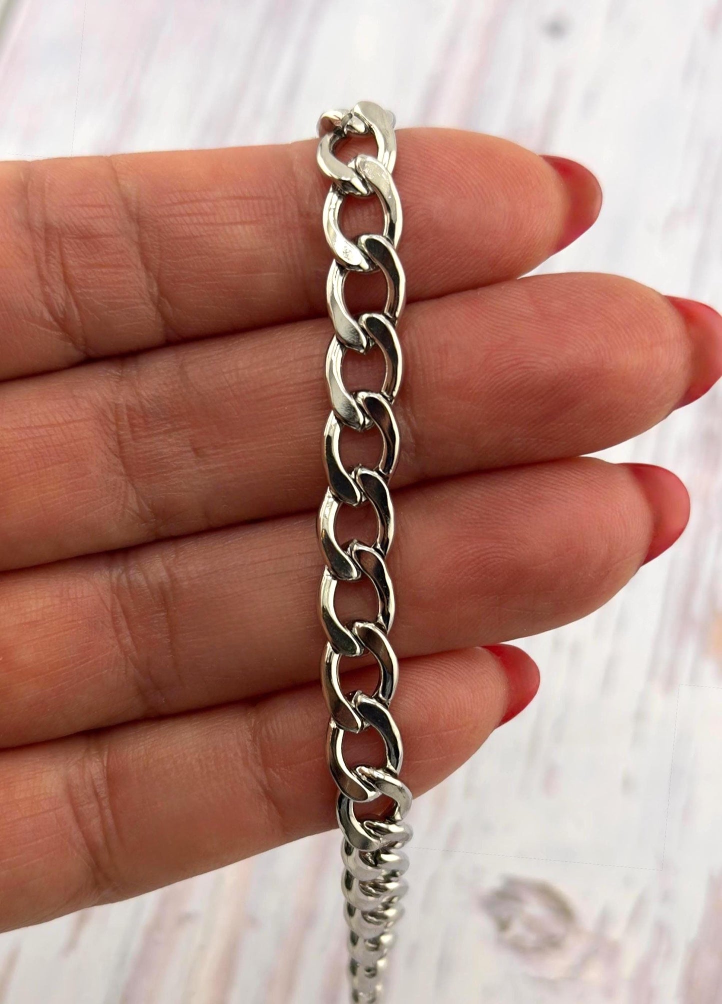 10x7mm Curb Chain, Stainless Steel