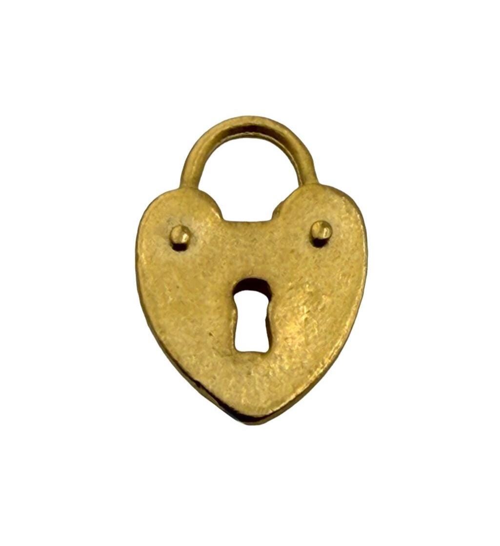 Small Heart Padlock Charm, Satin Gold Plated - ST285