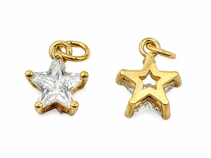 Tiny Star CZ Charm, Satin Gold Plated - ST251