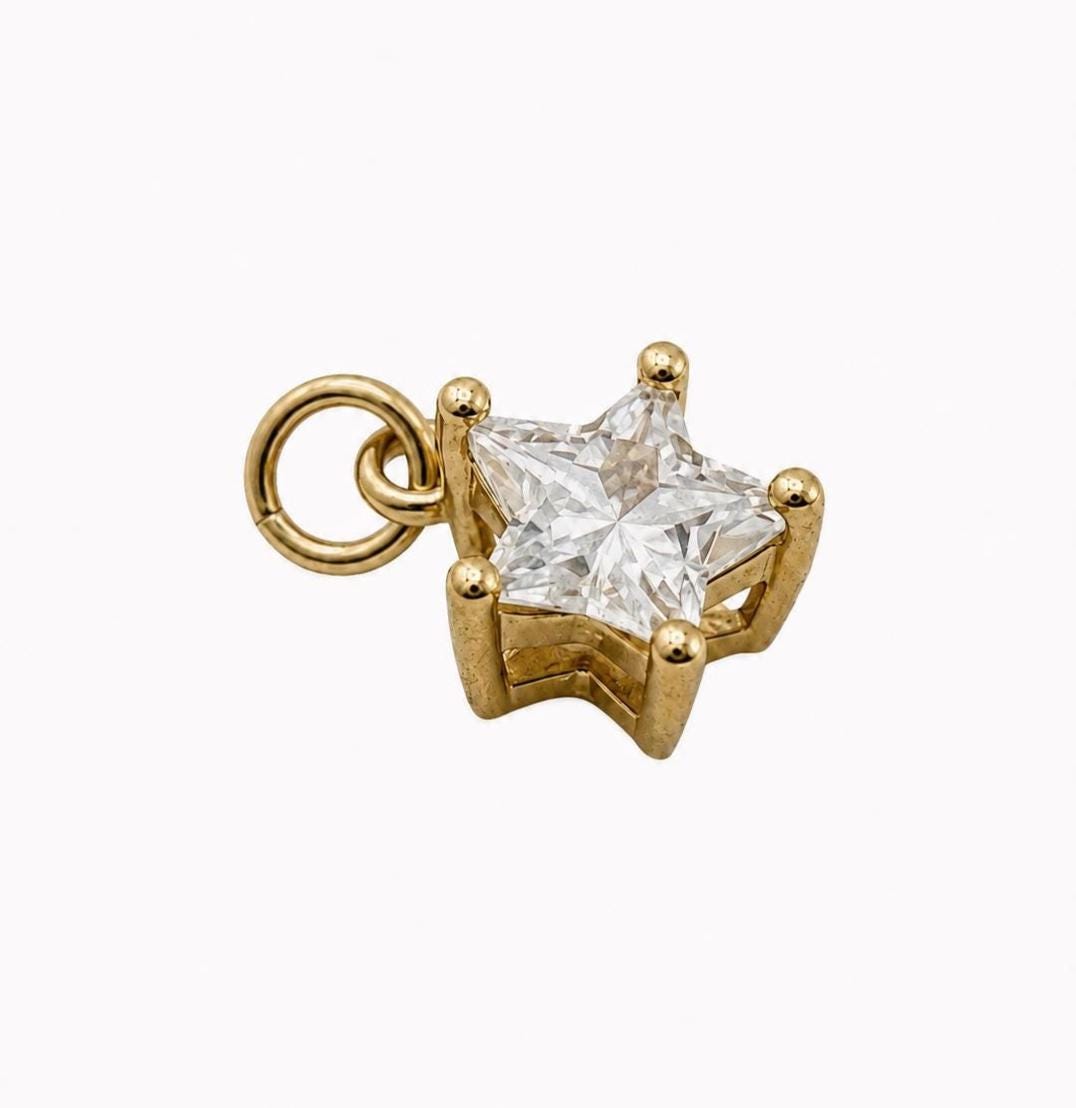 Tiny Star CZ Charm, Antiqued Gold Plated - AG071
