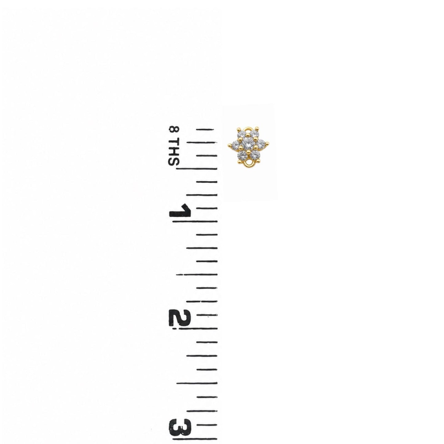 Small CZ Flower Charm Connector, Satin Gold Plated  - ST278