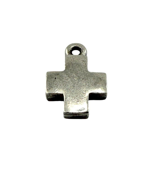 Pendentif Petite Croix Carrée, Étain Vieilli - PT762