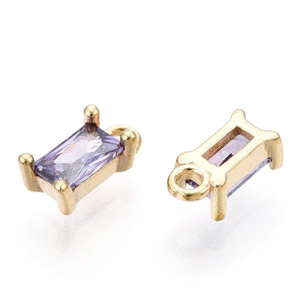2 Pcs-Dainty Purple CZ Charm - AG143