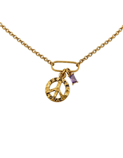 Hammered Peace Sign Charm, Satin Gold Plated - ST764