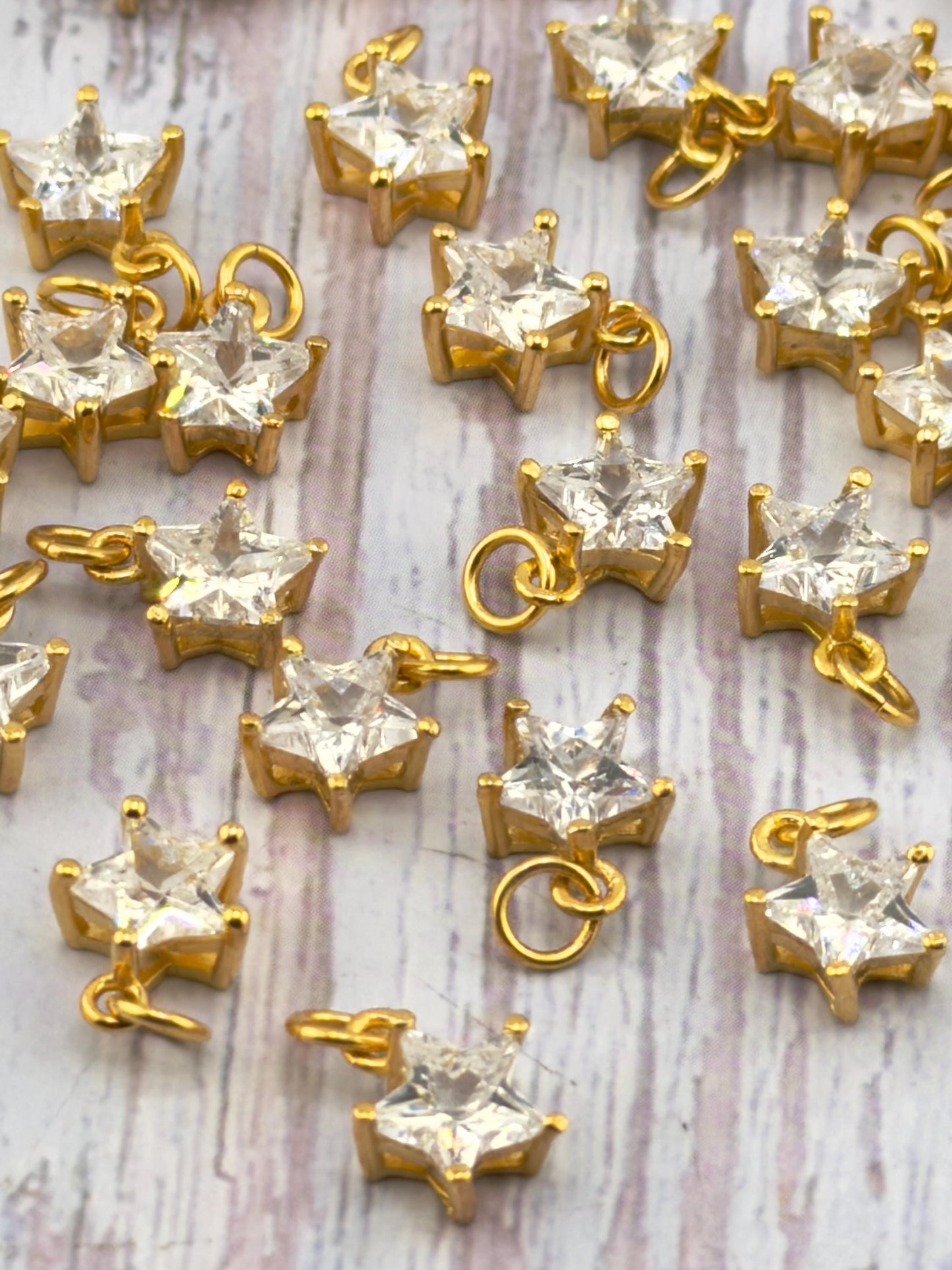 Tiny Star CZ Charm, Satin Gold Plated - ST251