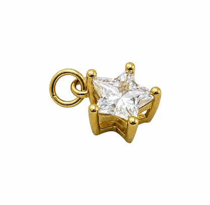 Tiny Star CZ Charm, Satin Gold Plated - ST251