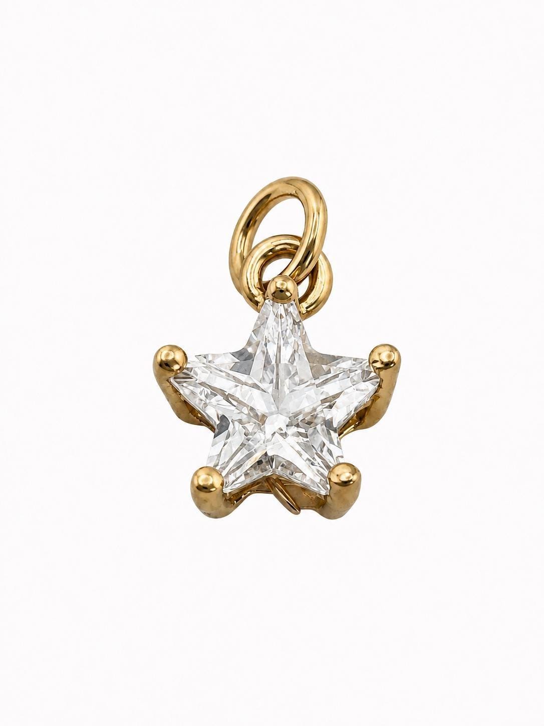 Tiny Star CZ Charm, Antiqued Gold Plated - AG071