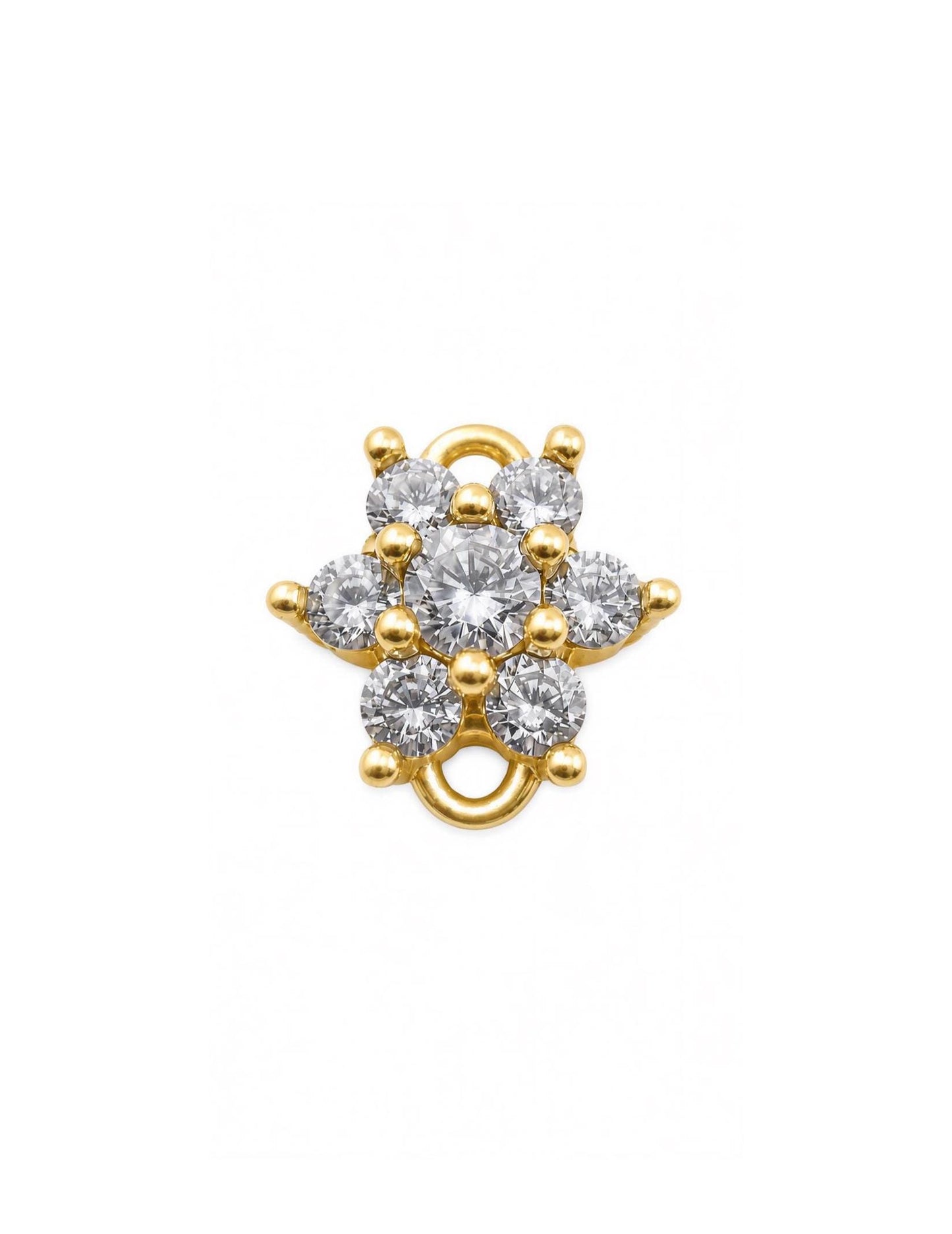 Small CZ Flower Charm Connector, Satin Gold Plated  - ST278