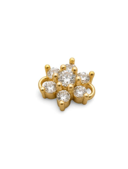 Small CZ Flower Charm Connector, Satin Gold Plated  - ST278