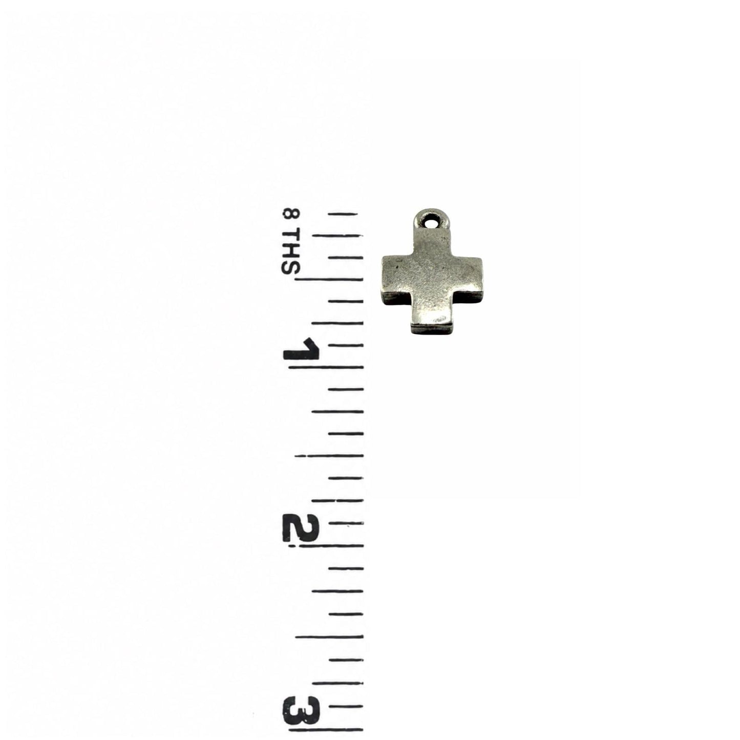 Square Small Cross Charm, Antiqued Pewter - PT762