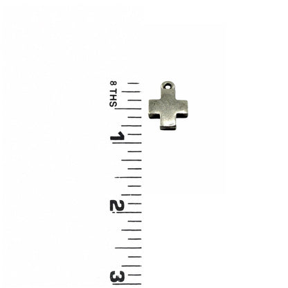 Square Small Cross Charm, Antiqued Pewter - PT762