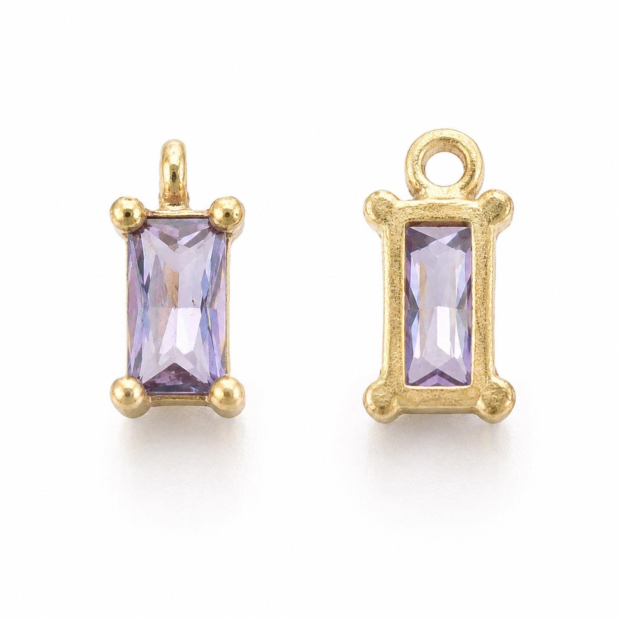2 Pcs-Dainty Purple CZ Charm - AG143