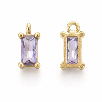 2 Pcs-Dainty Purple CZ Charm - AG143
