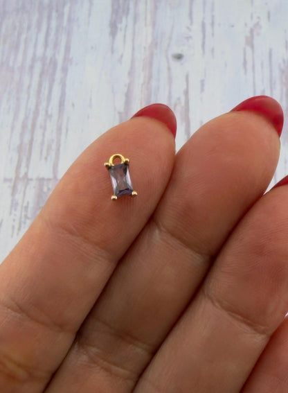 2 Pcs-Dainty Purple CZ Charm - AG143