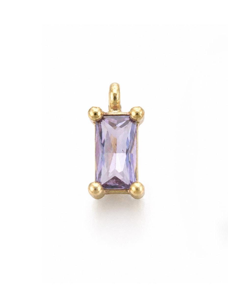 2 Pcs-Dainty Purple CZ Charm - AG143