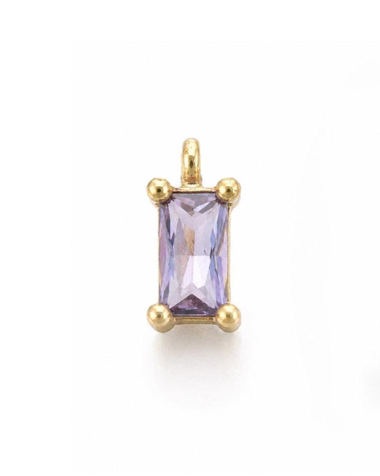 2 Pcs - Breloque délicate en Zircon Cubique Violet - AG143