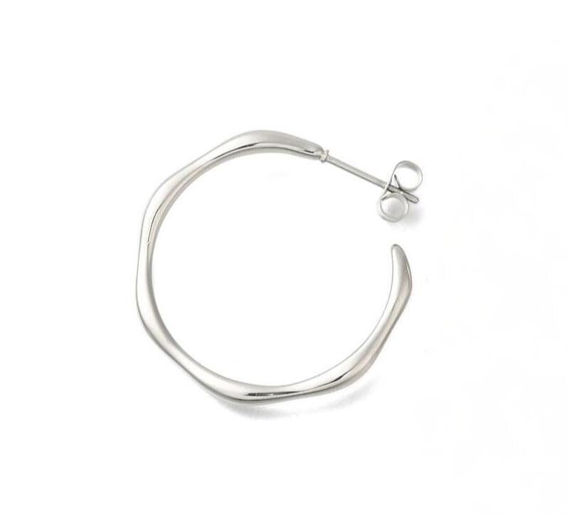 Half Hoop Earrings, Stainless Steel - SS080