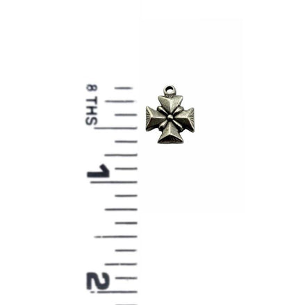 Small Maltese Cross Charm, Antiqued Pewter - PT761