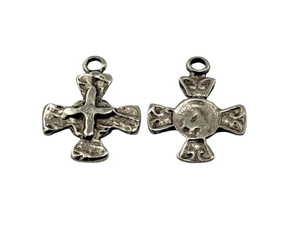 Distressed Cross Charm, Antiqued Pewter - PT435