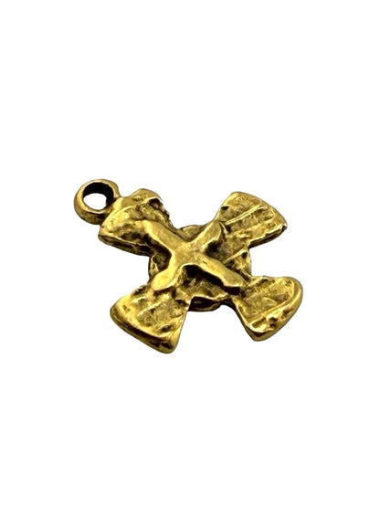 Distressed Cross Charm, Antiqued Gold Plated - AG075