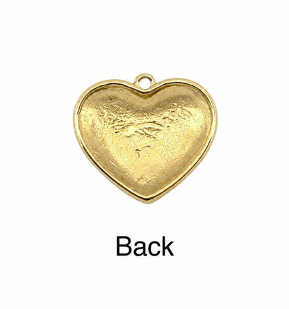 Half-Puffy Boho Heart Charm, Satin 18k Gold Plated - ST738