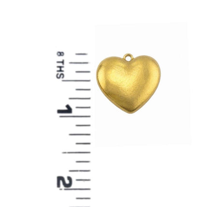 Half-Puffy Boho Heart Charm, Satin 18k Gold Plated - ST738