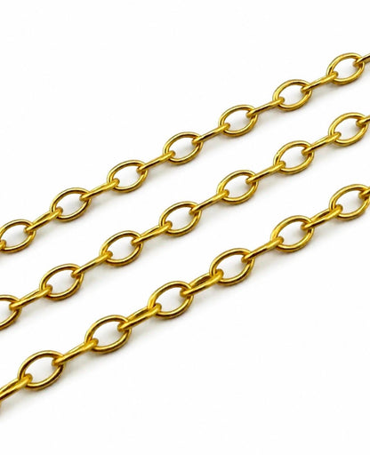 Smooth Oval Cable Chain, Satin Gold Plated - S151-CH