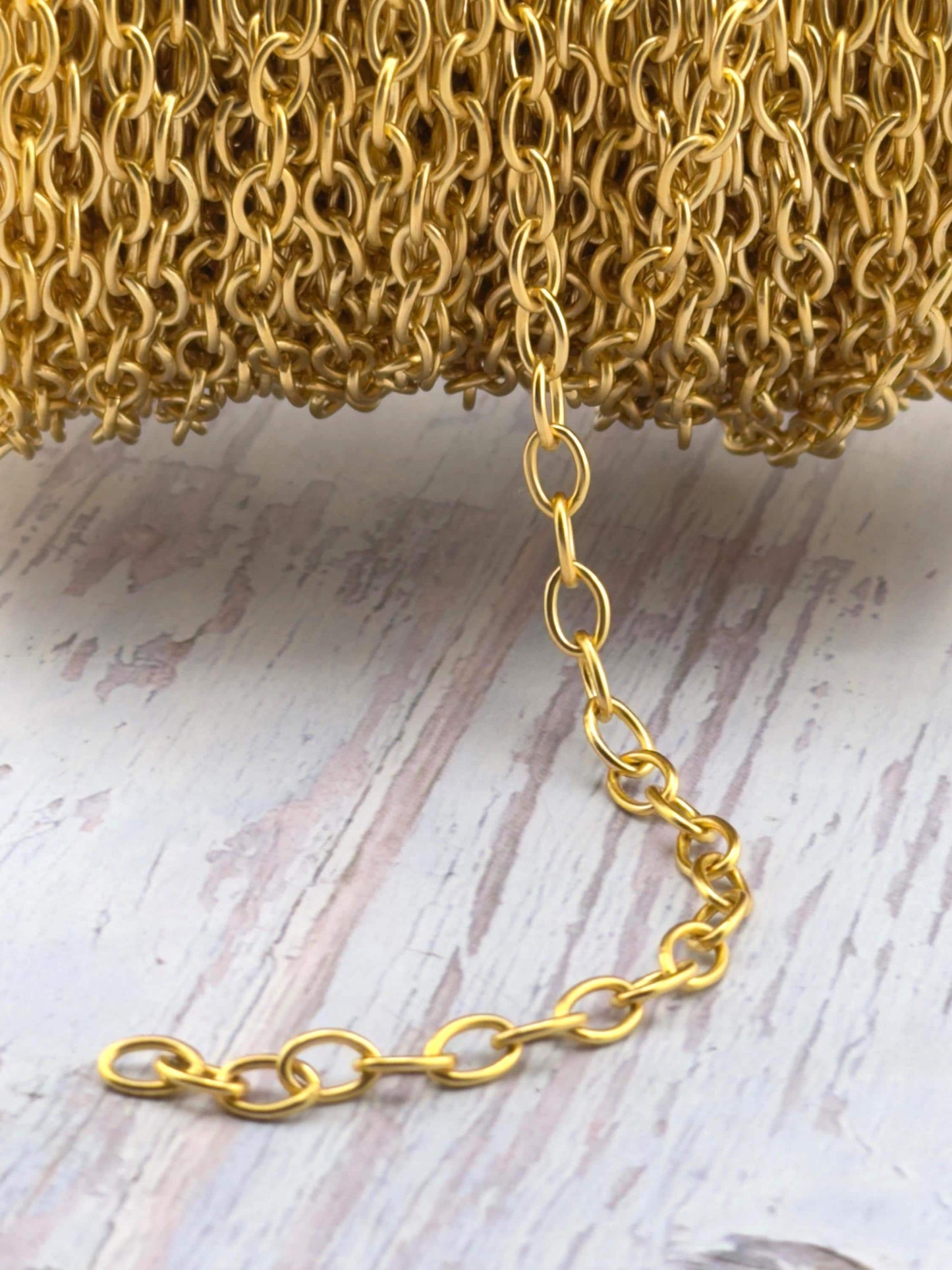 Smooth Oval Cable Chain, Satin Gold Plated - S151-CH