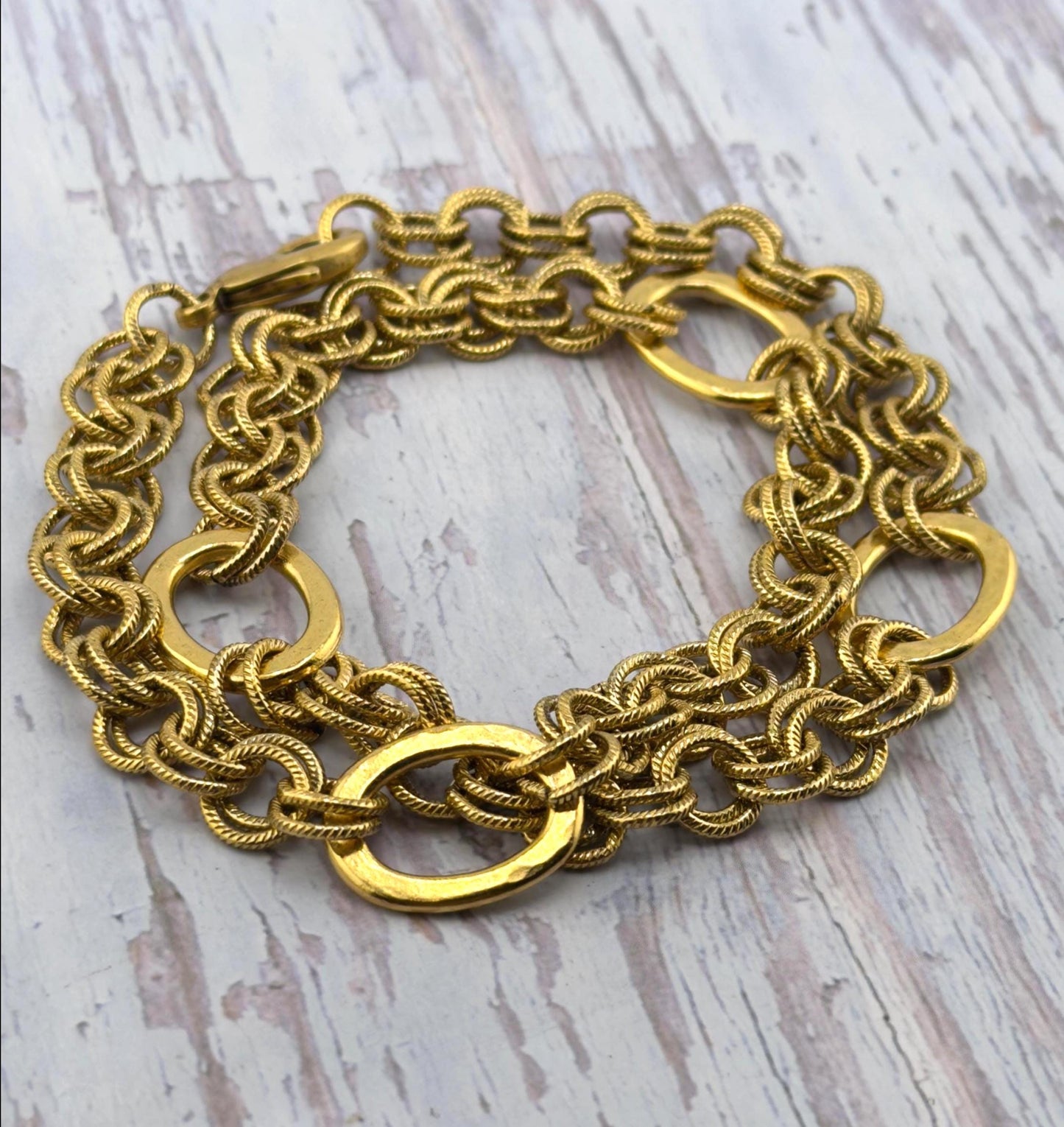 Hammered Ring Connector, Antiqued Gold Plated - AG068