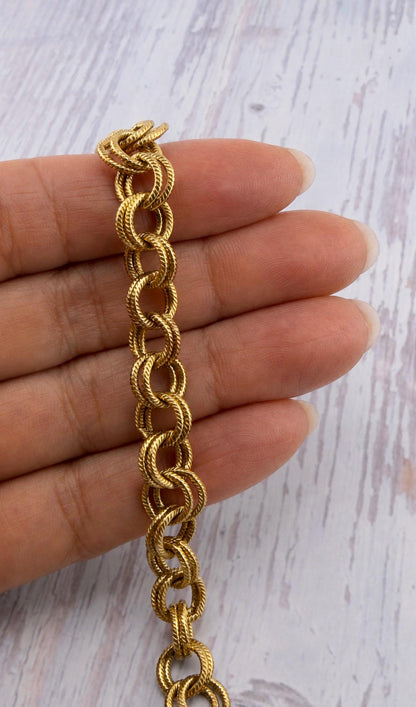 Chunky Double Link Cable Chain, Antiqued Gold Plated - G100