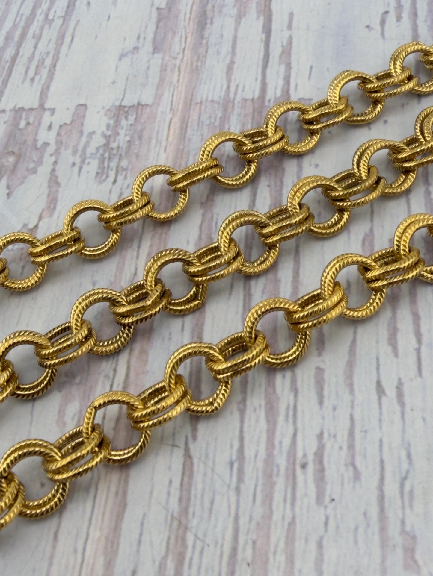 Chunky Double Link Cable Chain, Antiqued Gold Plated - G100