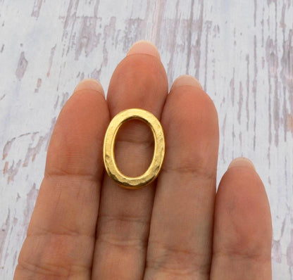 Hammered Ring Connector, Satin Gold Plated - ST248