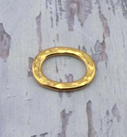 Hammered Ring Connector, Satin Gold Plated - ST248
