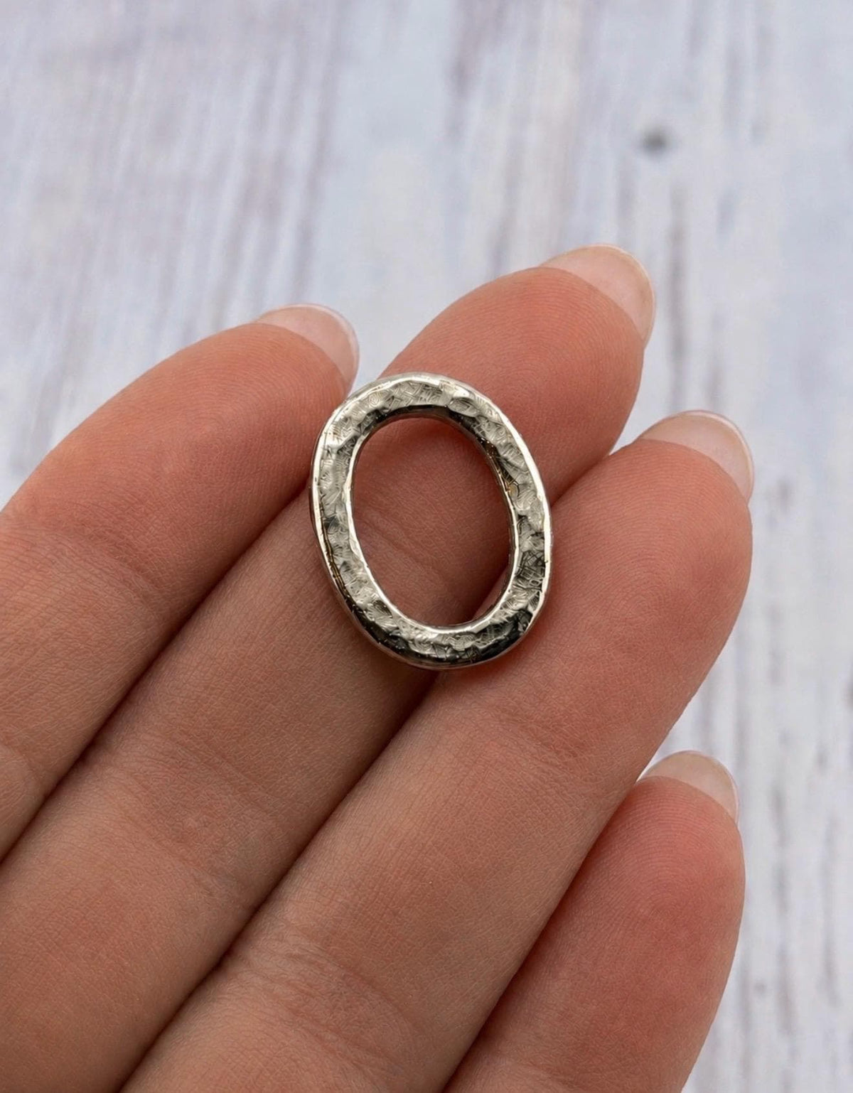 Hammered Ring Connector, Antiqued Pewter - PT428