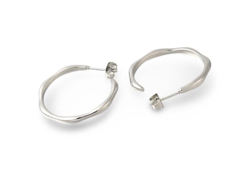 Half Hoop Earrings, Stainless Steel - SS080